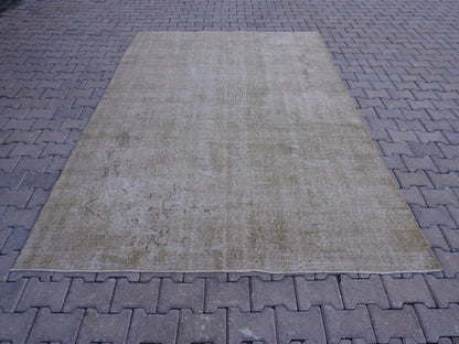 6x10 Neural Turkish Oushak Rug: Green Neutral Wool Bohemian Rug
