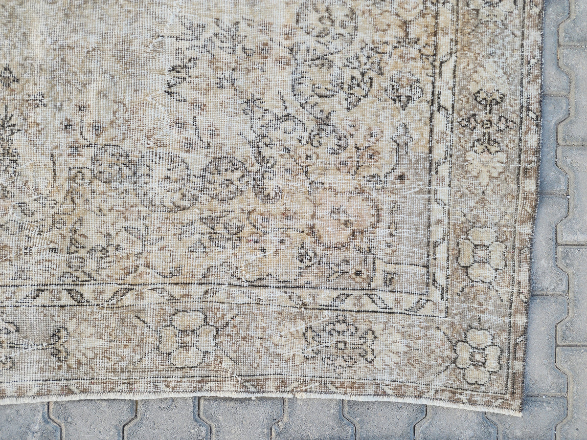 7x10 Neutral Area Rug, Living Room Boho Decor, Turkish Wool Hand Made