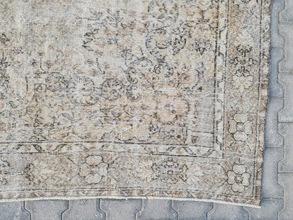 7x10 Neutral Area Rug, Living Room Boho Decor, Turkish Wool Hand Made