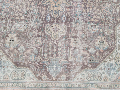 Vintage Neutral Rug: Hand Knotted, Natural Persian Design 8x11