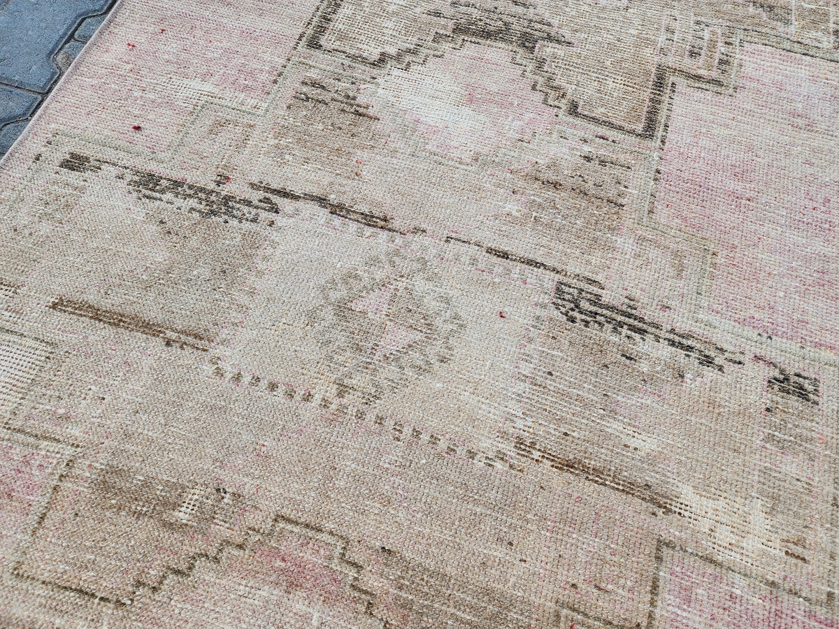 3x11 Neutral Wool Runner Rug, Bohemian Rustic Home Decor