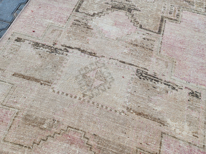 3x11 Neutral Wool Runner Rug, Bohemian Rustic Home Decor
