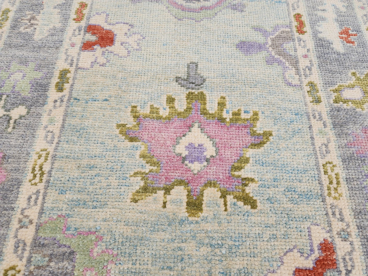 3x6 Oushak Rug: Pastel Turkish Wool Runner, Boho Hallway Rug