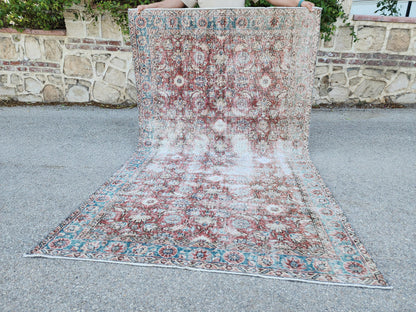 Handwoven Turkish Oushak Rug 5x8: Wool & Cotton Antique Style