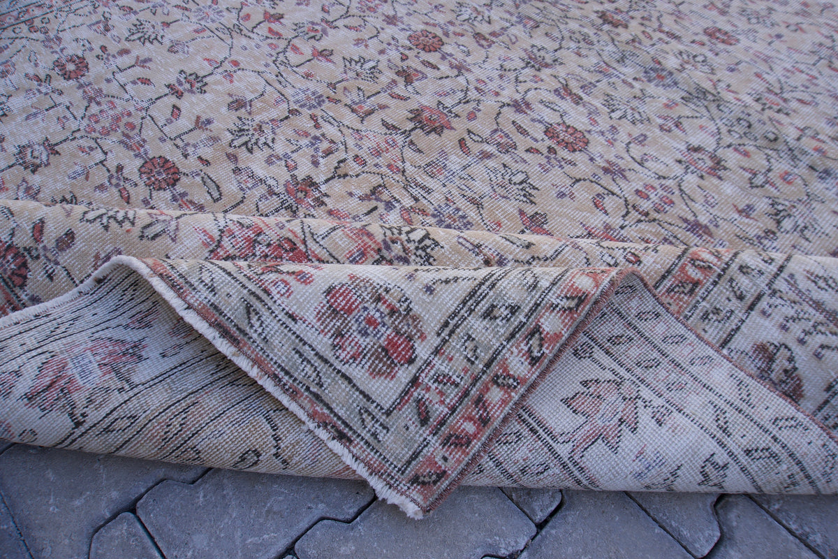 7x10 Neutral Area Rug, Living Room Home Decor, Oriental Rustic Carpet