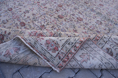 7x10 Neutral Area Rug, Living Room Home Decor, Oriental Rustic Carpet