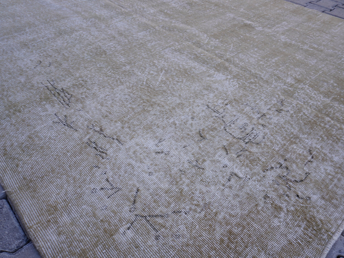 6x10 Neural Turkish Oushak Rug: Green Neutral Wool Bohemian Rug