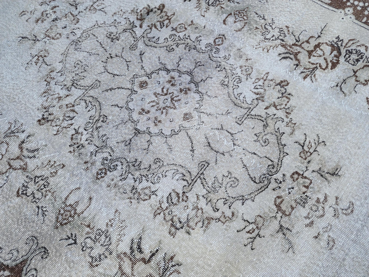 Gray Hand Made Rug 6x9, Oushak Turkish Area Carpet, Living Room Decor