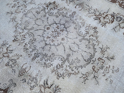 Gray Hand Made Rug 6x9, Oushak Turkish Area Carpet, Living Room Decor