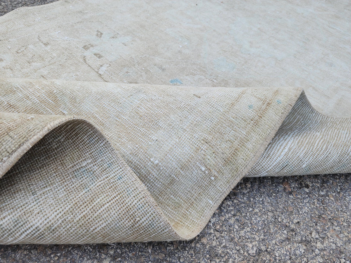 Neutral Muted Runner Rug 3x10, Bohemian Home Decor, Turkish Hand Made Carpet, Beige Color