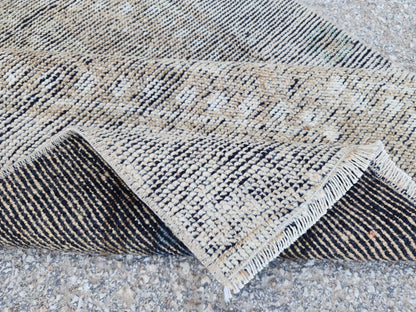 Turkish Wool Runner Rug 3x11: Gray Rustic Farmhouse Decor