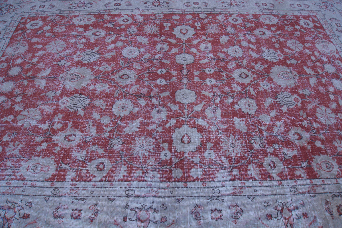 Handmade Turkish Isparta Rug 7x10: Vintage Oriental Cotton-Wool Blend