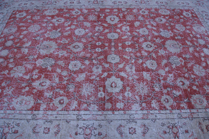 Handmade Turkish Isparta Rug 7x10: Vintage Oriental Cotton-Wool Blend