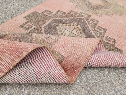 Turkish Hand Made Runner Rug 2.6x11.8 ft, Hallway Tan Runner, Terracotta Tribal Carpet