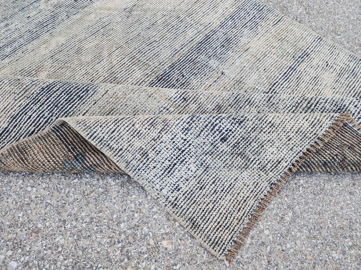 3x11 Hand Knotted Wool Runner Rug: Gray Turkish Farmhouse Hallway Decor