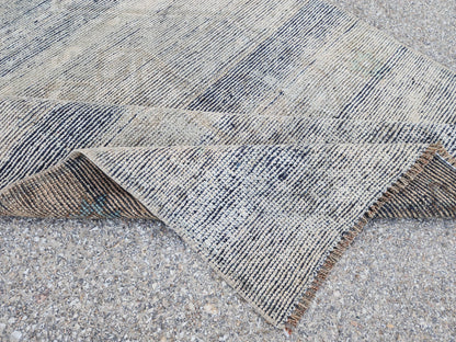 3x11 Hand Knotted Wool Runner Rug: Gray Turkish Farmhouse Hallway Decor