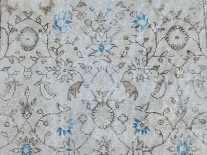 Handwoven Turkish Oushak Rug 4x7: Wool & Cotton Blend