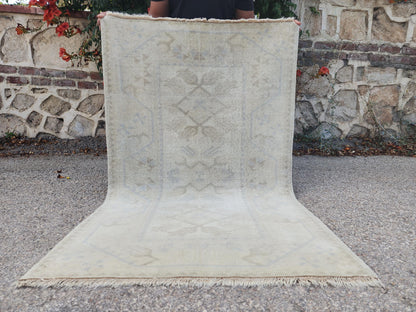Mini Neutral Rug 2x4, Turkish Hand Made Area Carpet, Rustic Mini Home Decor