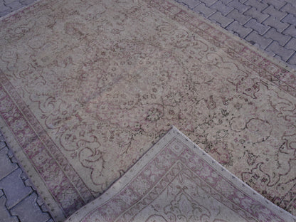 6x10 Neutral Area Rug, Bohemian Home Decor, Beige Hand Made
