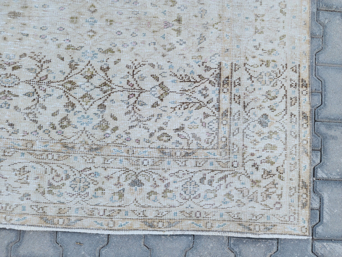 6x11 Neutral Turkish Area Rug, Oushak Hand Made Carpet, Beige Color, Home Farmhouse Decor