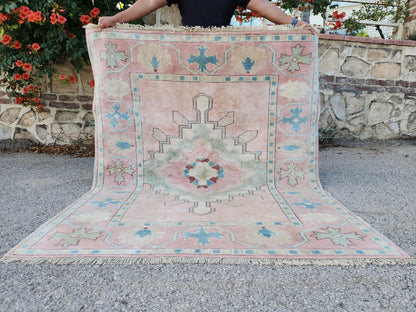 5x6 Anatolian Wool Rug, Turkish Neutral Hand Made Soft Carpet, Living Room Boho Decor