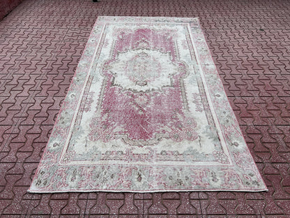Handwoven Turkish Oushak Rug: 4x7 Boho Wool Cotton Rug