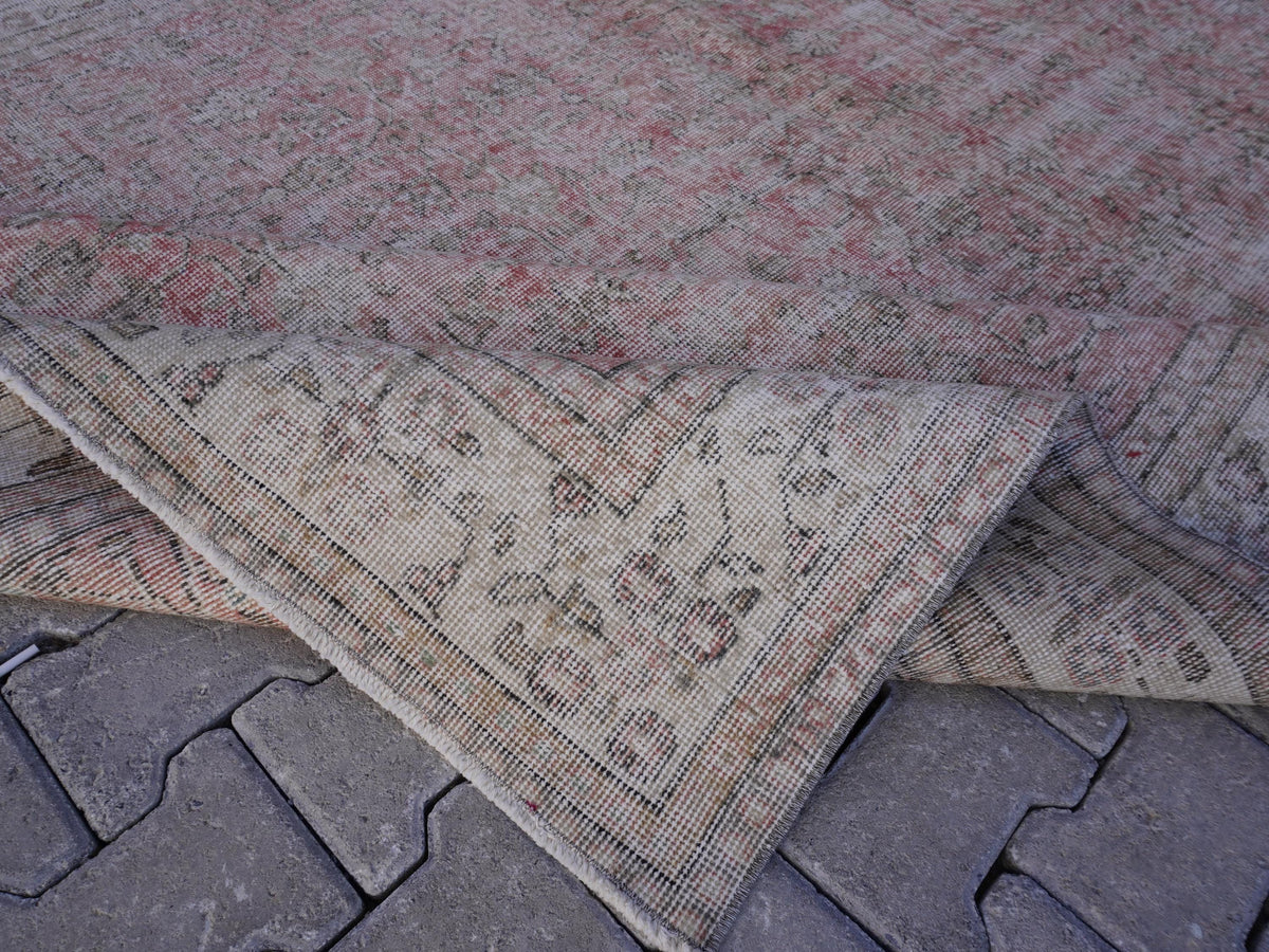 6x10 Turkish Rug, Faded Red Wool, Oriental Home Living Room Decor