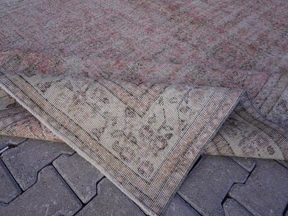 6x10 Turkish Rug, Faded Red Wool, Oriental Home Living Room Decor
