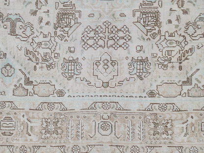 8x11 Neutral Geometric Rug: Oriental Hand Made, Beige and Brown