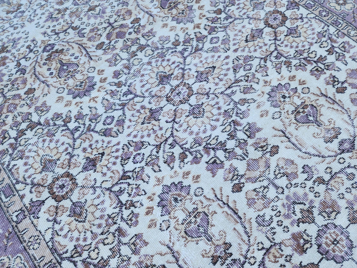 Oushak Neutral Rug 5x9, Turkish Beige Hand Made Carpet, Rustic Dining Room Decor