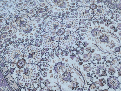 Oushak Neutral Rug 5x9, Turkish Beige Hand Made Carpet, Rustic Dining Room Decor