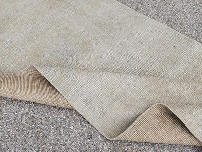 3x11 Neutral Hand-Knotted Turkish Runner Rug, Wool Hallway & Entryway Rug, Rustic Decor