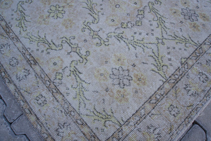 Handwoven Turkish Oushak Rug 3x6: Neutral Wool & Cotton Blend