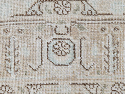 8x11 Neutral Geometric Rug: Oriental Hand Made, Beige and Brown