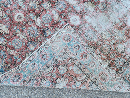 Handwoven Turkish Oushak Rug 5x8: Wool & Cotton Antique Style