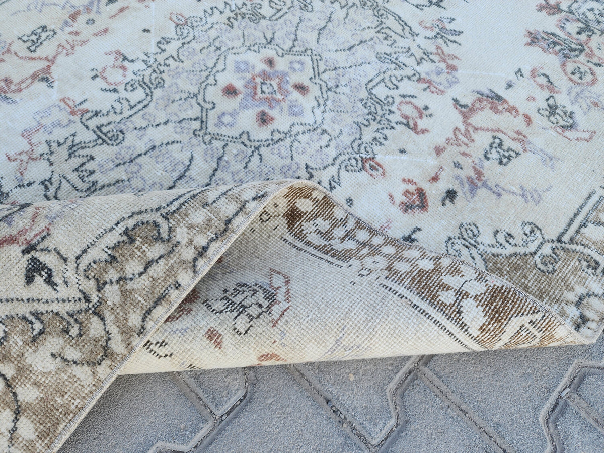 Handwoven Turkish Oushak Rug 3x6: Wool & Cotton Medallion Design