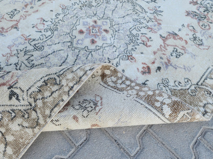 Handwoven Turkish Oushak Rug 3x6: Wool & Cotton Medallion Design