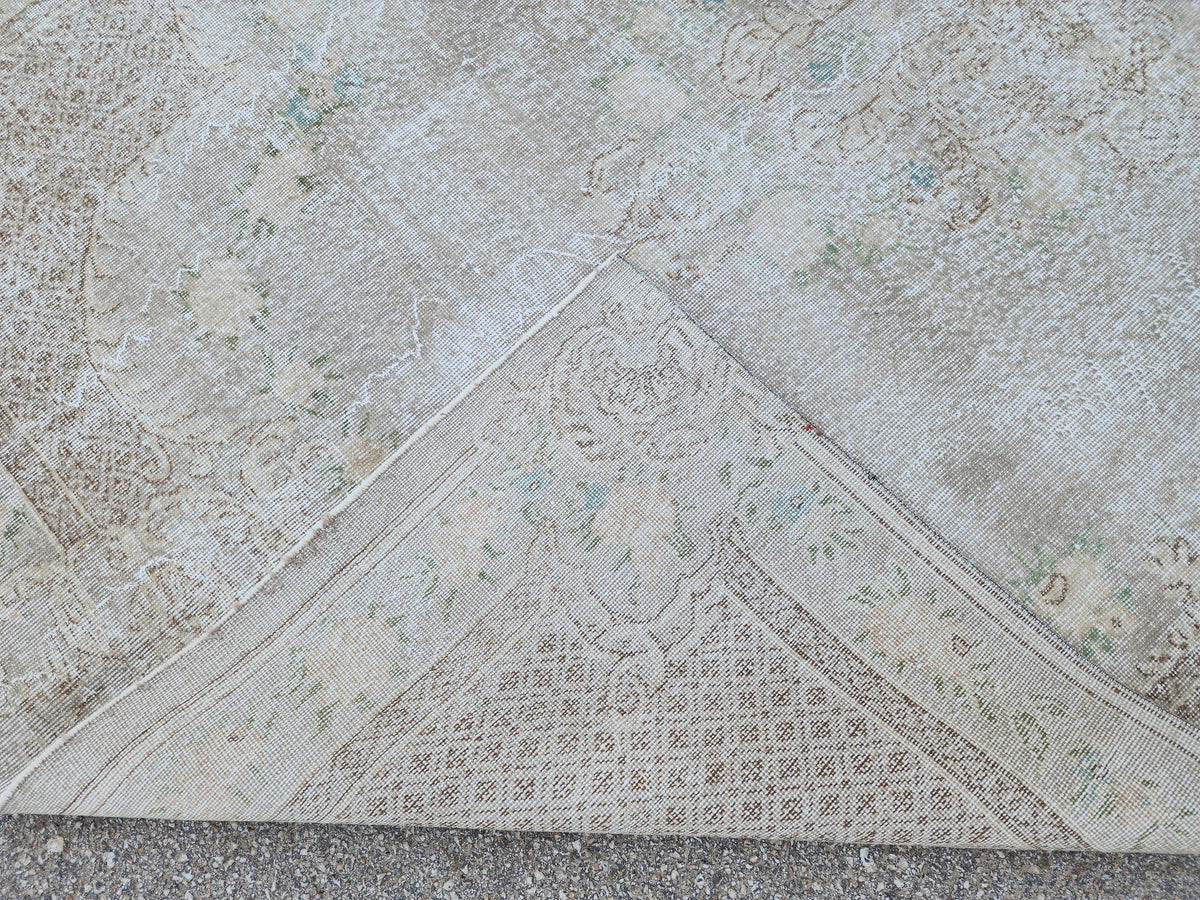 Neutral Area Rug 6x10: Hand Made Rustic Decor, Beige And Brown Turkish Carpet