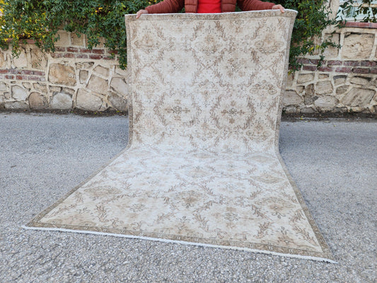 4x7 Oushak Small Rug, Neutral Turkish Hand Woven, Bohem Home Decor