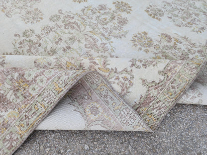 7x10 Turkish Neutral Rug, Hand Made Oriental Rug, Medallion Home Design
