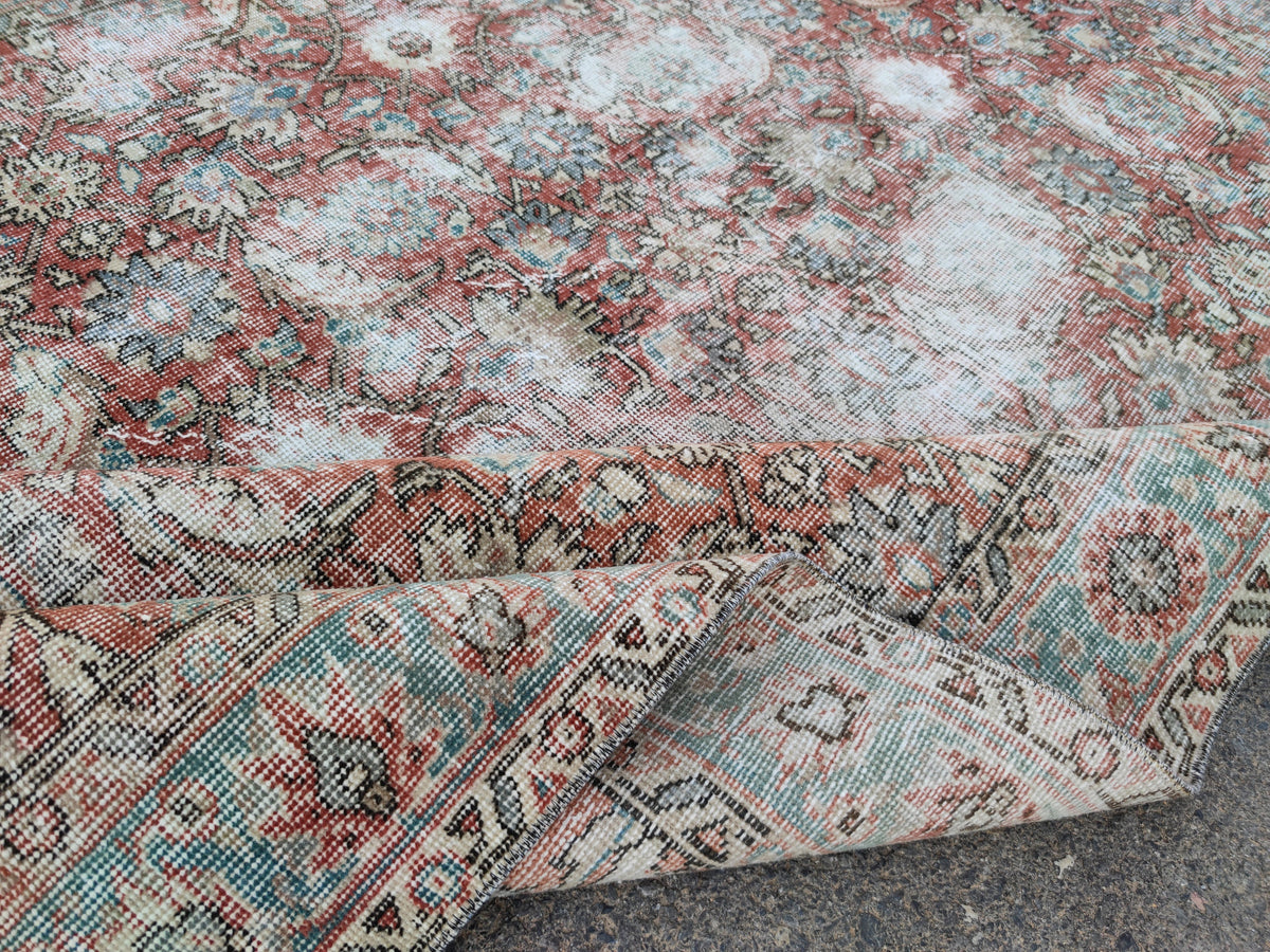 Handwoven Turkish Oushak Rug 5x8: Wool & Cotton Bohemian Decor