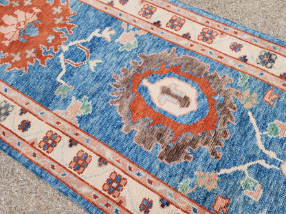 3x12 Oushak Runner Rug, Eco friendly Carpet, Home Hallway Decor, Up cycled Wool