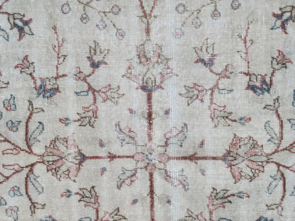 Handwoven Oushak Wool Rug 5×8 Neutral Beige Turkish Area Rug
