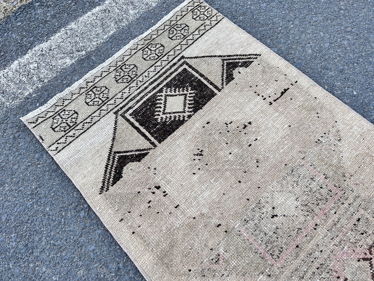 2x12 Neutral Runner Rug, Hand-Knotted Hallway & Entryway Rug, Earth Tone Decor