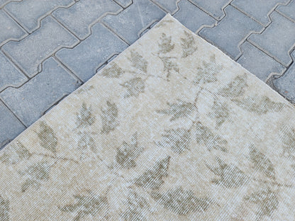 Handwoven Turkish Oushak Rug 3x7: Wool & Cotton Blend