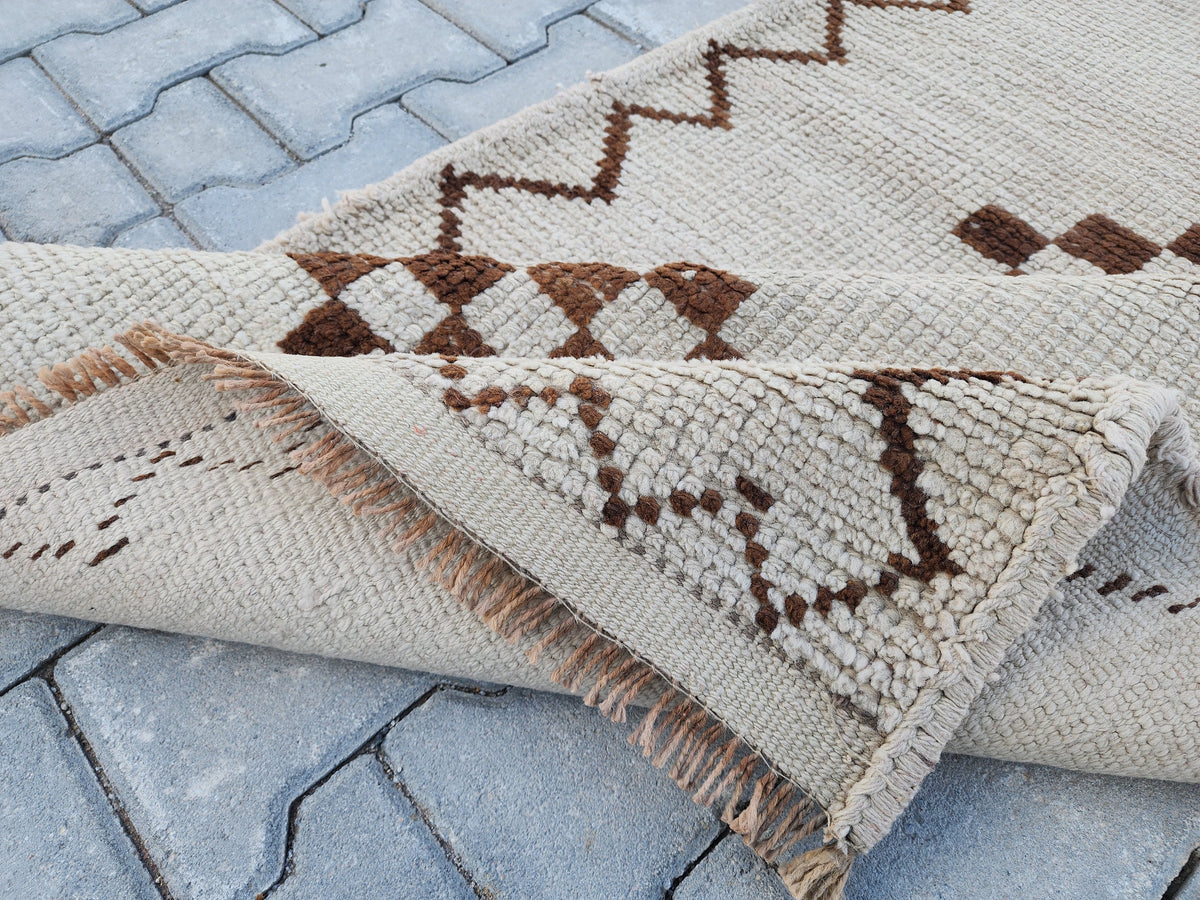 White Herki Rug 3x10: Vintage Bohemian Hallway Runner