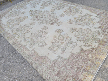 7x10 Turkish Neutral Rug, Hand Made Oriental Rug, Medallion Home Design
