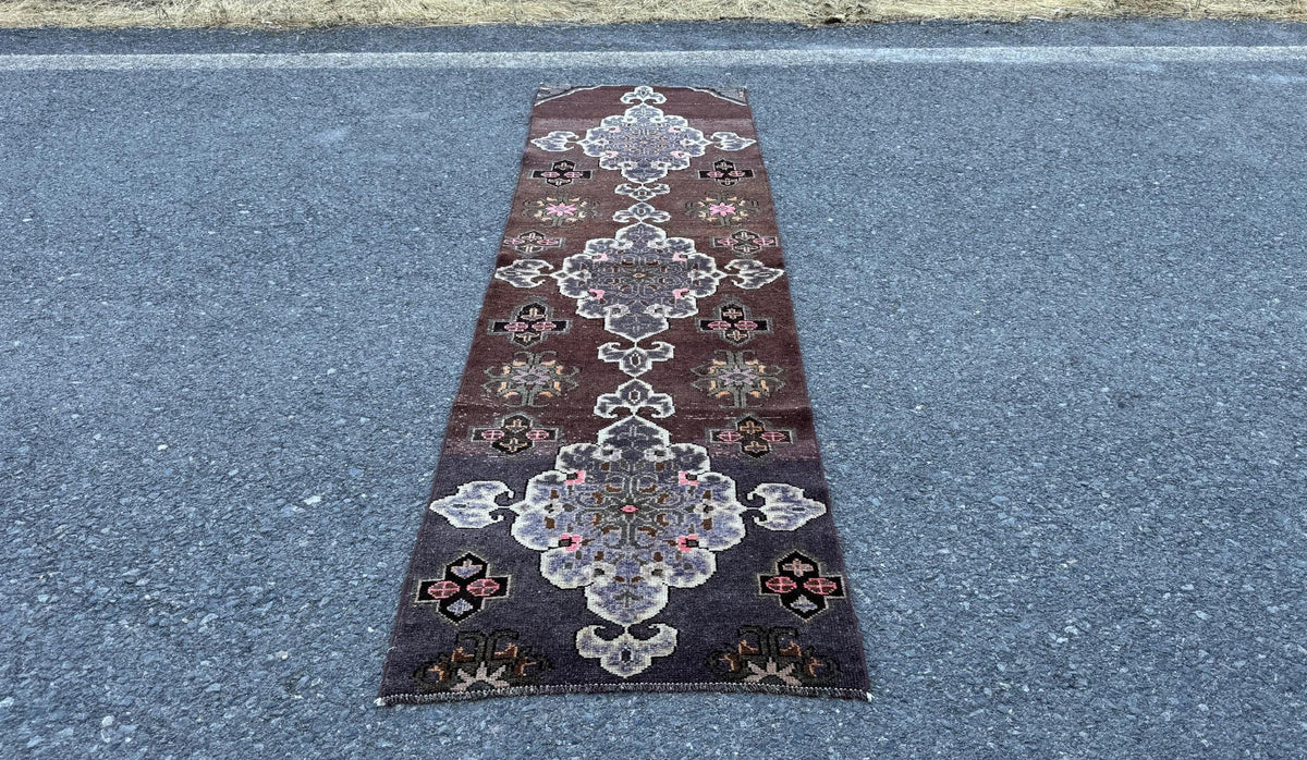 2x8 Kars Runner Rug, Hand Made Wool Rustic Decor, Brown and Beige