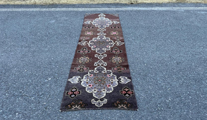 2x8 Kars Runner Rug, Hand Made Wool Rustic Decor, Brown and Beige