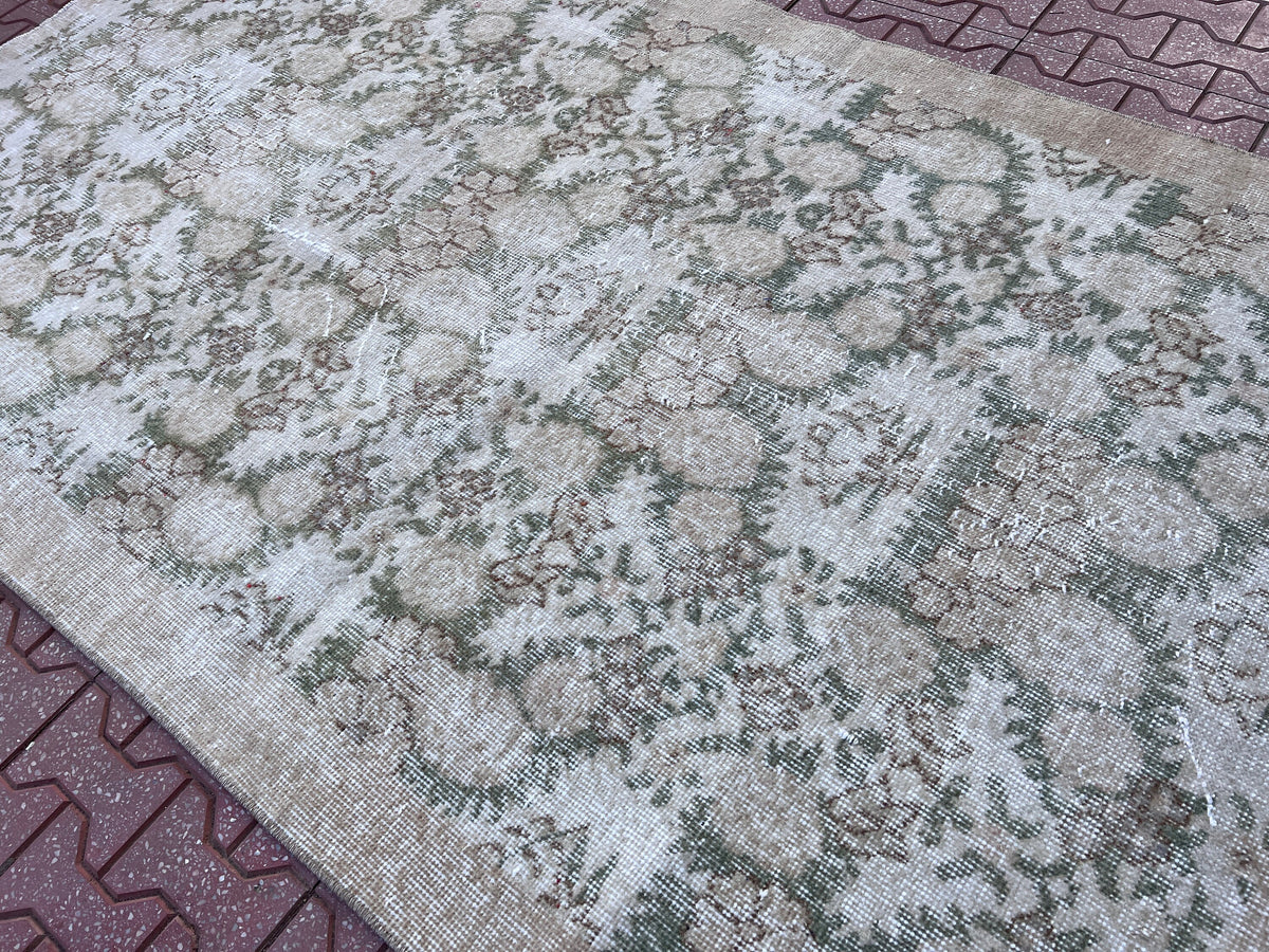 Vintage Oushak Rug 4x6: Handwoven Wool & Cotton Bohemian Rug